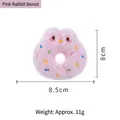 Weiches rosa Kaninchen-Donut-Plüsch-Katzenspielzeug mit Katzenminze, 8,5x8cm groß - Rosa Hase Donut