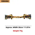Yellow and black braided cotton rope knot dog chew toy, 30cm length - 30cm / Black Yellow Cotton Knot