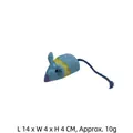 Giocattolo interattivo per gatti topo di peluche blu, lunghezza 14 cm, peso circa 10 g - Topo Erba Gatta Blu