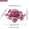 Jouet en peluche pour chien en forme de poulpe rose avec dimensions pour jeu interactif - Poulpe rose