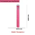 Durable pink long monster plush dog toy showing dimensions and 75g weight for pets - Pink Long Monster with Baseball Cap