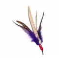 Replacement feather head featuring purple and tan feathers for cat teaser wand toys. - Single Head - Purple Feather