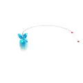 Detail view of blue glitter butterfly and feather attachment on a flexible cat teaser wire. - Blue Butterfly Style With Steel Wire