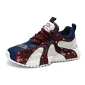 Stijlvolle herensneaker voor buiten met bordeauxrood patroon en dikke witte zool - 39 / Wit Rood