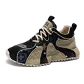 Ademende heren outdoor casual sneakers in Koreaanse stijl in zwart en beige uitvoering - 39 / camel