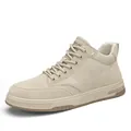 Sneaker casual alte beige da uomo con un'estetica streetwear elegante e moderna - 39 / Cachi