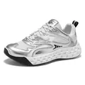 Stylish silver and white mesh chunky sneakers for men's outdoor sports and casual wear - 39 / White Silver
