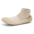 Lightweight cream yoga sock shoe with breathable knitted upper and textured rubber sole - 34 / Aristocratic Beige