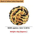 Durable black and yellow cotton rope ball dog toy for interactive chewing and playing - 6CM Diameter / Black Yellow Cotton Ball