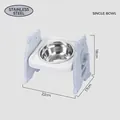 Adjustable height stainless steel single cat bowl with cute ear stand for neck protection - 3-Tier Adjustable Elevated Stainless Steel Single Bowl / Gray