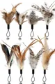 Variety set of natural feather cat wand replacement heads with bells for play - 8 Replacement Feather Heads