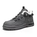 Grey mid-top winter sneakers featuring warm fleece lining and rotary buckle system. - 39 / Mid-Top Rotating Buckle Style (MXB17) / Gray