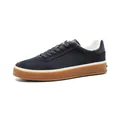 Premium navy blue suede men's board shoes featuring a classic brown gum rubber sole - 39 / Dark Blue