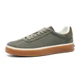 Stylish men's olive green suede sneakers featuring a classic retro gum sole design - 39 / Army Green