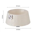 Large cream quilted pet bowl with silver bow accent showing 15.5cm and 18.8cm dimensions - Silver Bowknot Style / White