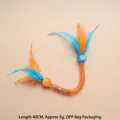 Jouet interactif pour chat en tube maillé de 40 cm avec plumes bleues et orange - Emballage OPP individuel / Orange
