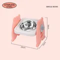 Pink adjustable height pet bowl with stainless steel inner for cats and small dogs - 3-Tier Adjustable Elevated Stainless Steel Single Bowl / Pink