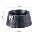 Bol élégant noir pour animaux avec nœud et motif en losange avec dimensions - Style Nœud Papillon Argenté / Noir