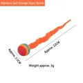 Rainbow ball cat toy with long orange caterpillar fuzzy tail, 3.5cm diameter sphere - Rainbow Ball Orange Caterpillar