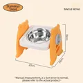 Adjustable stainless steel single cat bowl for neck protection with orange stand - 3-Tier Adjustable Elevated Stainless Steel Single Bowl / Orange