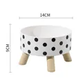 Modern ceramic polka dot elevated pet bowl with three wooden legs for cats and small dogs - Polka Dot / Without Stainless Steel Bowl
