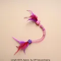 Jouet pour chat en maille élastique rose avec plumes et billes sonores - Emballage OPP individuel / Violet