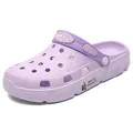 Breathable purple summer clogs with thick sole and adjustable strap for beach wear - Size 36 / Female Style / Purple