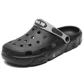 Comfortable black and grey breathable outdoor garden clogs with thick non-slip sole - 40 Yards / Male Style / Black