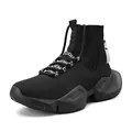 Atmungsaktive schwarze Herren-High-Top-Socken-Sneaker mit dicker Sohle im Sportstil - 39 / Schwarz