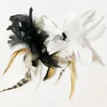 Detailed view of natural feather cat teaser wand replacement attachments for pet toys - White Flower