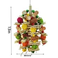 Natural wood and corn cob parrot chewing toy with 13x8 inch dimension display - Model 499# / L
