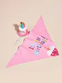 Kit di compleanno rosa per gatti con cappello a torta in peluche e bandana stampata - Set Torta Rosa 3