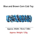 Blue and brown corn cob shaped cotton rope dog toy, 19cm length, bite resistant variant. - 19cm / Blue Brown Corn Stick