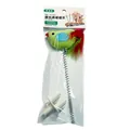 Interactive spring cat toy with plush bird and bell for scratching board attachment - Green Bird