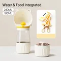 Portable 2-in-1 pet water bottle and food dispenser with shoulder strap - All-in-one Water and Food / Shoulder Strap Model / White