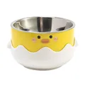 Cartoon little yellow duck stainless steel pet bowl for cats and dogs food or water - Lemon Yellow With Stainless Steel Bowl