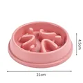 Pink anti-choke pet slow feeder bowl with 21cm diameter and 4.5cm height variant - Individual Color Box Packaging / Round Maze Style / Pink