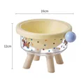 Elevated cartoon pet bowl with 16cm diameter and 12cm height for cats and dogs - Single Bowl / Yellow