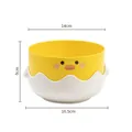 Yellow duck cartoon pet bowl featuring 14cm top diameter and 9cm height dimension details - Yellow Duck Outer Bowl Only / 14cm