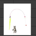 Interactive cat teaser wand with pink steel wire, bell and yellow feather toy for kittens - Caterpillar Style