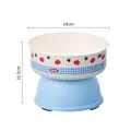 Elevated pet bowl with cartoon apple pattern and 14cm diameter blue base. - Small Size Blue (Single Bowl) / OPP Bag
