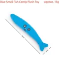 Blue fish-shaped plush catnip toy for cats, 16cm long with embroidered face - Blue Little Fish Shape / 16cm x 3cm
