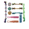 Full set of 10 colorful and durable cotton rope dog chew toys for interactive play - 10-Piece Set / Multicolor Set