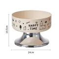 Elevated cream pet bowl for cats and dogs with chrome stand and cute dog prints 14cm - Single Bowl Style (7019) / White (Small Single Bowl)