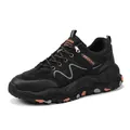 Wandelschoenen voor heren in zwart met oranje accenten, duurzaam en ademend materiaal - 39 / Zwart