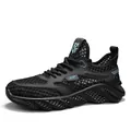 Zwarte ademende mesh sportsneakers voor heren, ultralichte holle ontwerp dad schoenen - 38 / Zwart