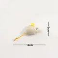 Catnip mouse toy for cats in white fabric, 12x3cm dimensions on white background - Style 1 (HDD)