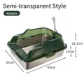 Grande maison de toilette chat inox vert semi-transparent avec pelle et rebords - Bassin Bas (0821) / Vert Transparent