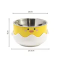 Yellow duck shaped stainless steel pet bowl for dogs and cats with size dimensions - Yellow Duck Bowl with Stainless Steel Inner / 14cm