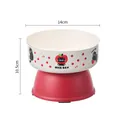 High-foot cartoon cat pattern pet feeding bowl with 14cm diameter and vibrant red base - Small Size Red (Single Bowl) / OPP Bag